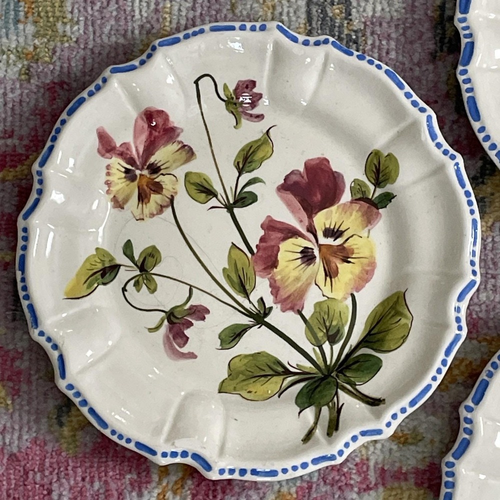 Set Of 10 Vintage Plates Italy Flowers Cottagecore Pottery Majolica Nove Rose - Picture 4 of 16